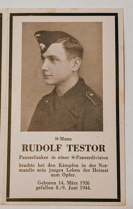 Militaria  Cartão de morte 2 irmãos SS Luftwaffe Normandia 1944