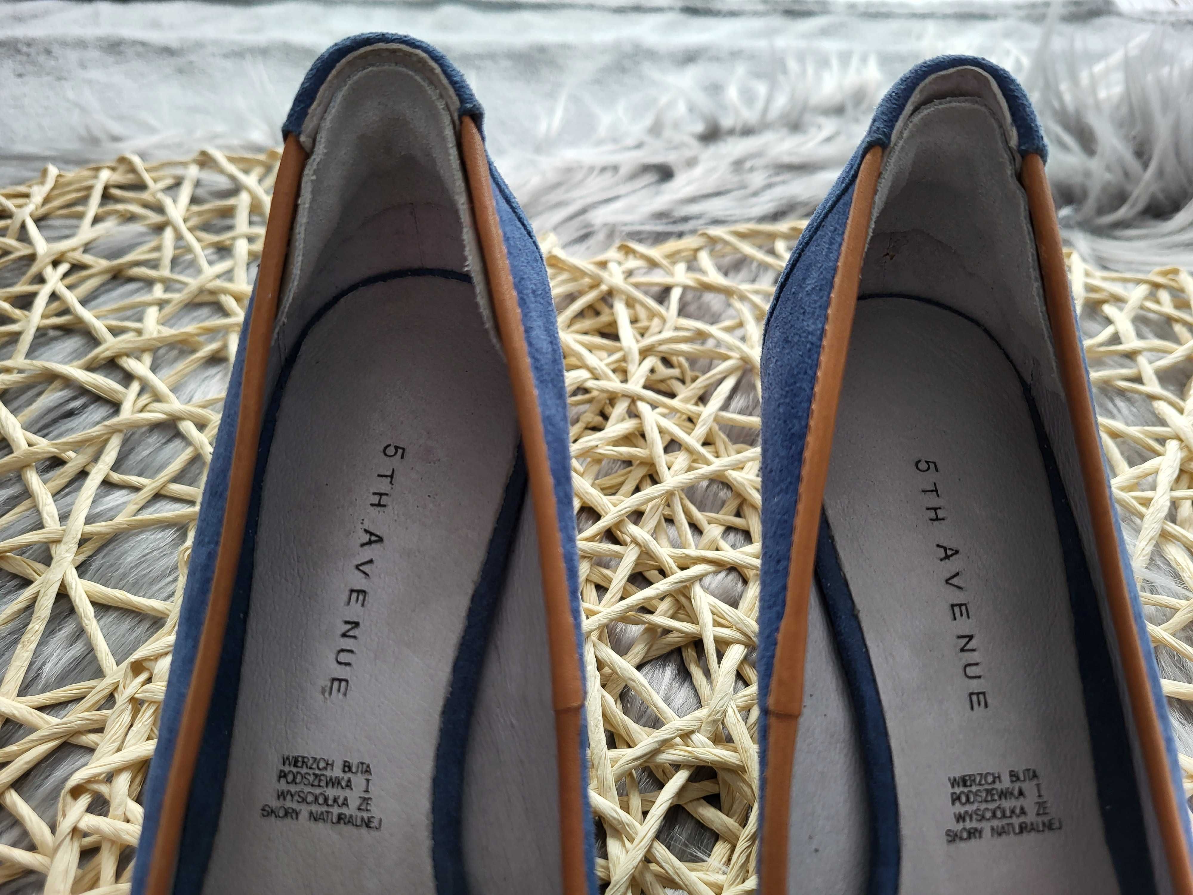 Nowe buty czółenka skórzane 5th Avenue 36 23cm