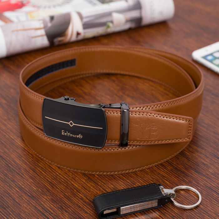 Pasek męski skórzany do spodni jeans casual automat gładka skóra 110