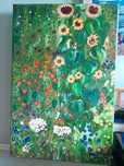 Gustaw Klimt ogród że słonecznikami, olej na płótnie