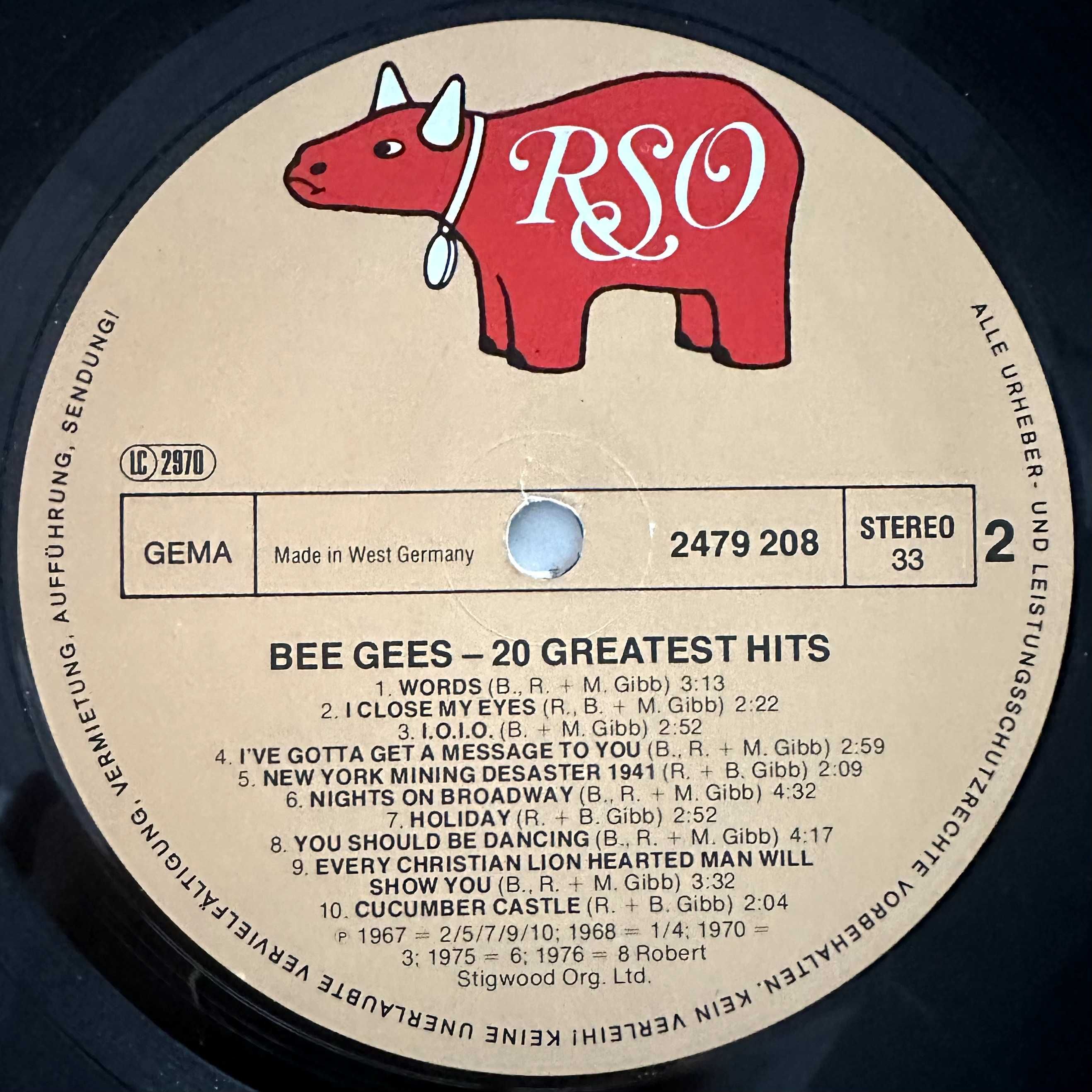 Bee Gee's - 20 Greatest Hits (Vinyl, 1975, Germany)