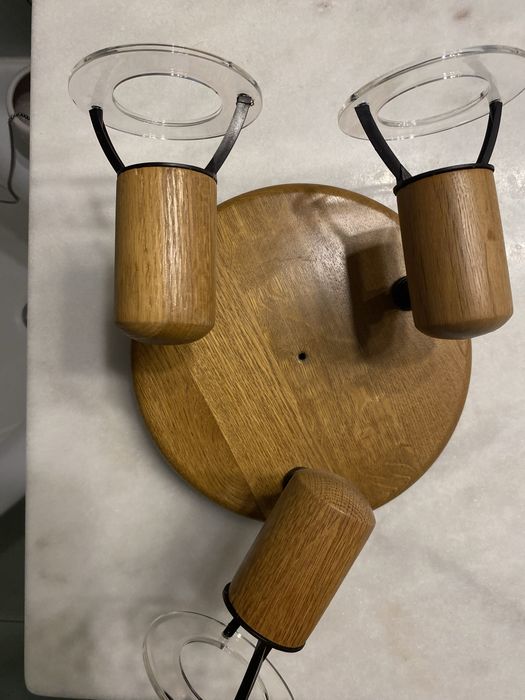 Lampa sufitowa, reflektorowa, 3 ponktu, drewniana
