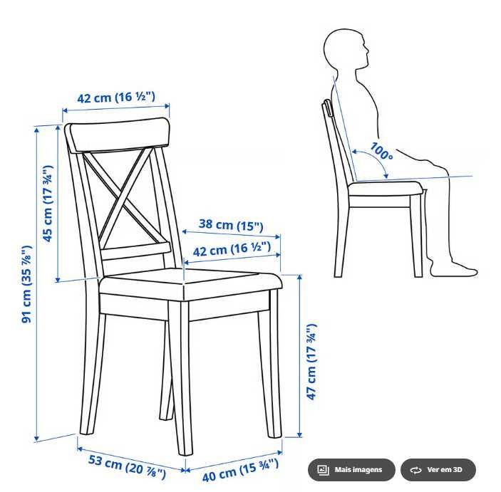 5 cadeiras IKEA INGOLF
branco/Hallarp bege + de 50% de desconto