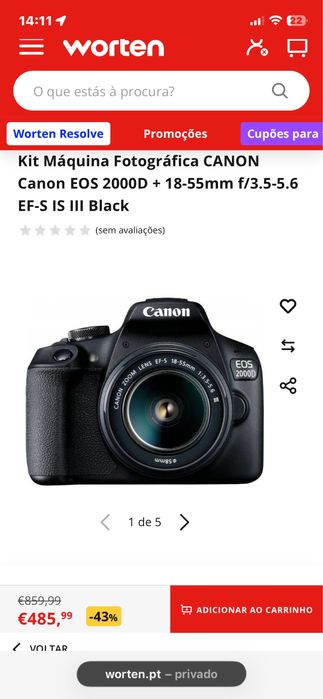Canon 2000D + Lente 18-55mm