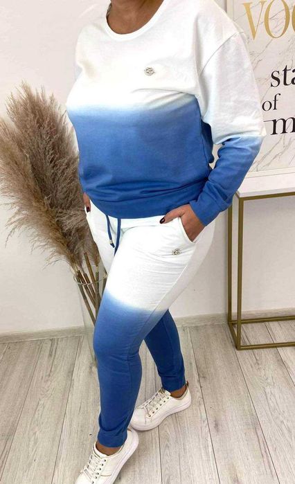 Cieniowany mega dresik biało-beżowy r.S-M, L-XL