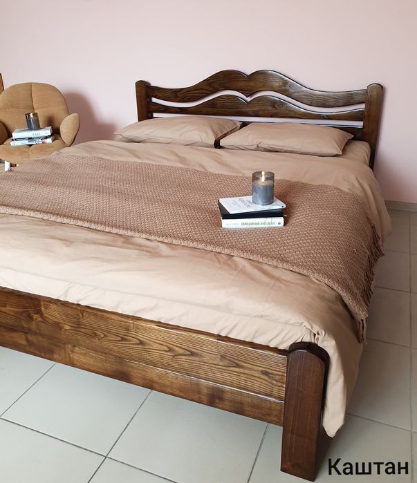 Ліжко дерев'яне,"Різьба Корона",ясен,двоспальне,160/200,140/200