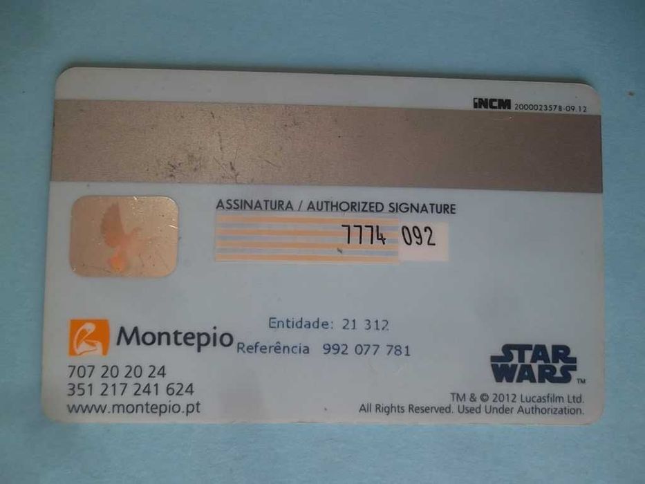 Raríssimo cartão VISA Star Wars