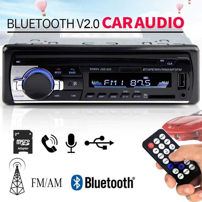 Автомагнитола JSD 520 1 din Bluetooth+USB+SD+AUX 4x60W
