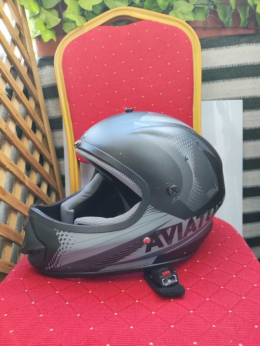 Kask szczękowy Motocyklowy na Motor Motocykl Aviator czarny ATV Cross