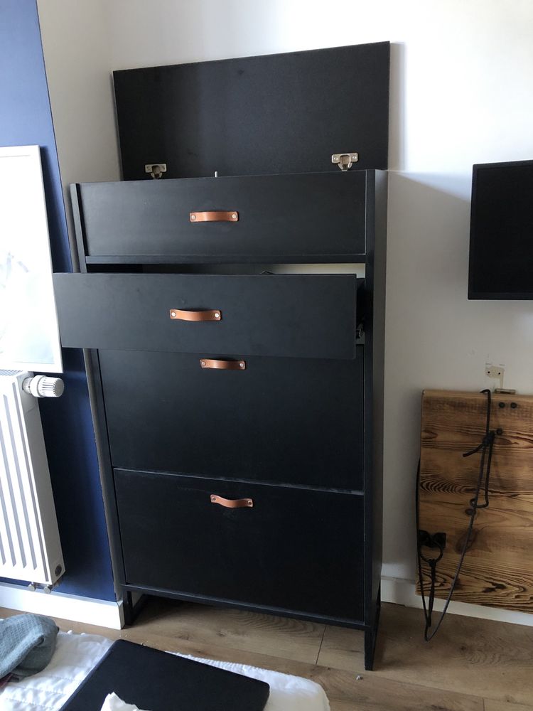 Szafka na buty/komoda drewniana czarna w stylu loft