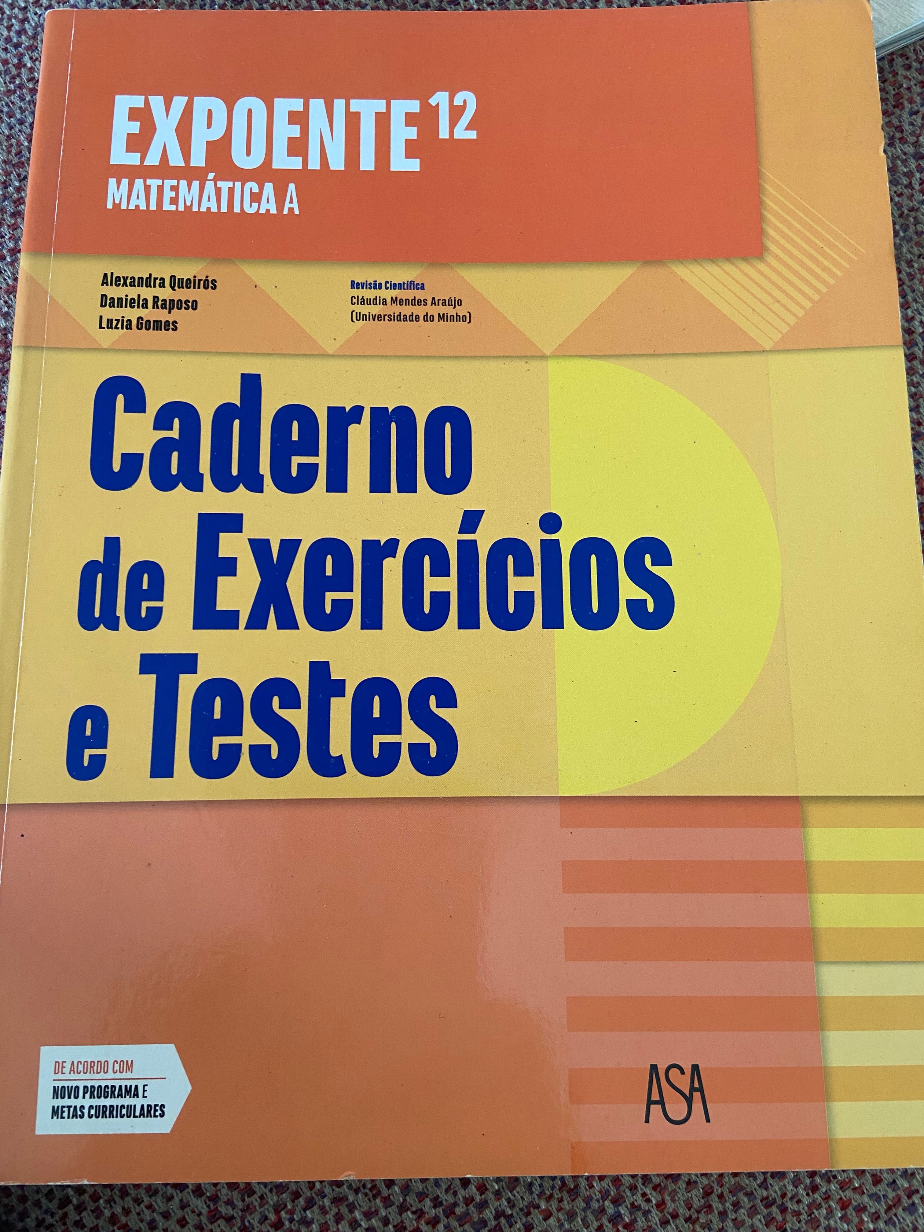 Caderno atividades 12 ano Matemática “Expoente 12”. Novo