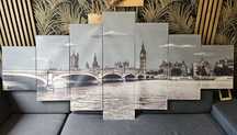 Ogromny gigantyczny duzy obraz tryptyk Londyn London Tamiza 210x100