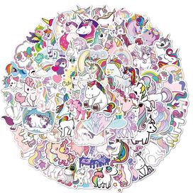 Naklejki Kolorowe Jednorożce Bajka Unicorn Zabawne Śmieszne 50 sztuk