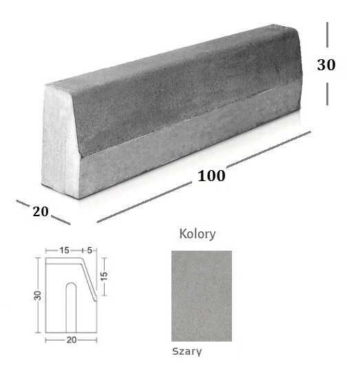 Krawężnik Betonowy Drogowy Duży Obrzeże Promocja II gatunek