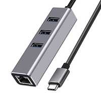 Hub USB C 1xUSB 3.0 2xUSB 2.0 1xAdapter RJ45 Ethernet 100Mbps