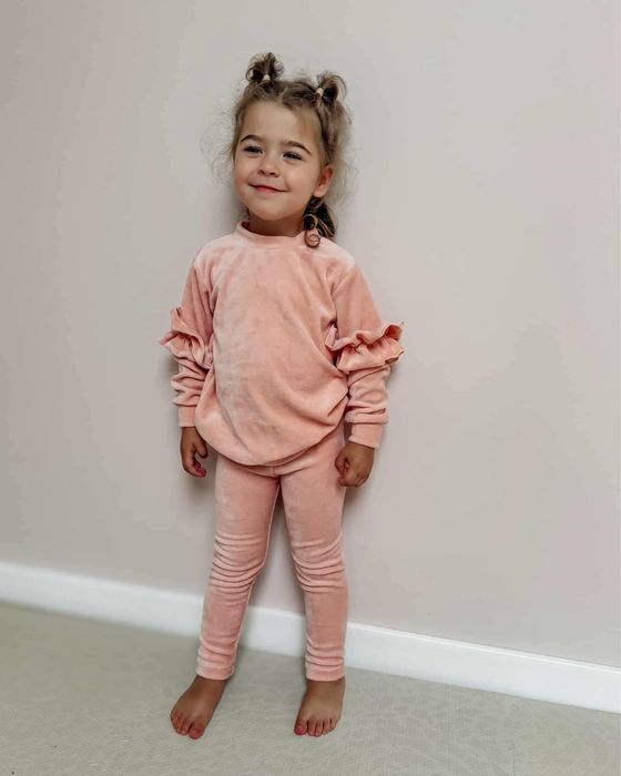 By o baby Dres welurowy dla dziewczynki łososiowy 92 cm