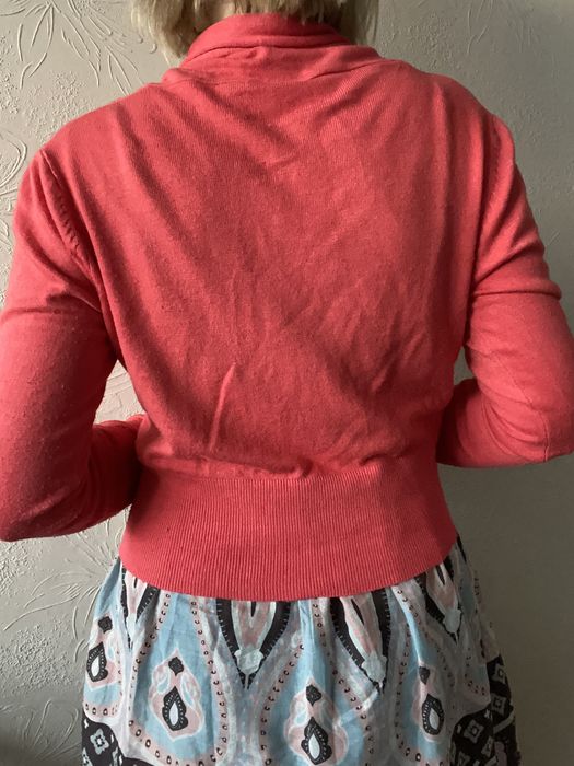 Zara sweterek krótki S kardigan malinowy czerwony