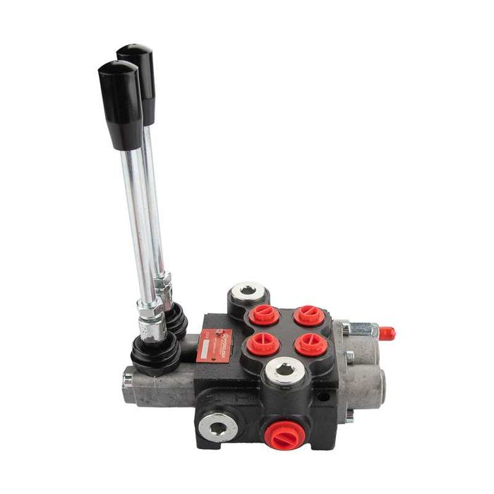 Rozdzielacz hydrauliczny 2 sekcyjny 40L z jedną sekcją z zatrzaskiem