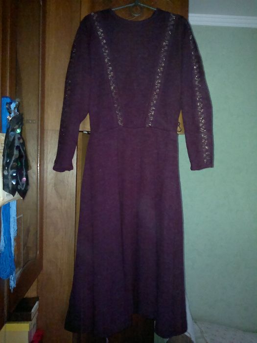 Платье шерстяное шерсть бордо вишневое миди времен СССР.Винтаж.Раритет