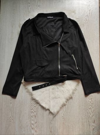черная замшевая короткая куртка косуха женская батал большого размера