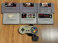Jogos e comando Super Nintendo