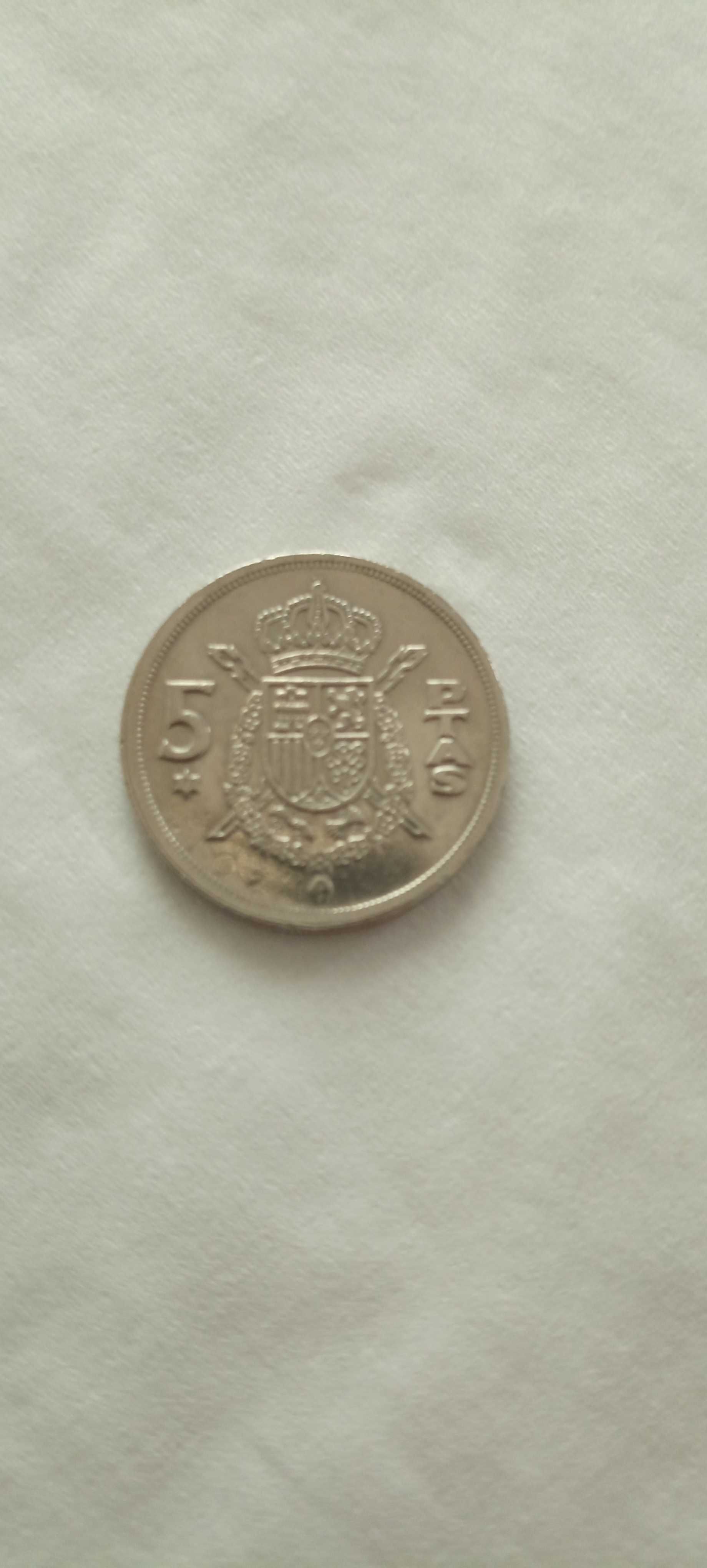 Moeda 5 pesetas com defeito