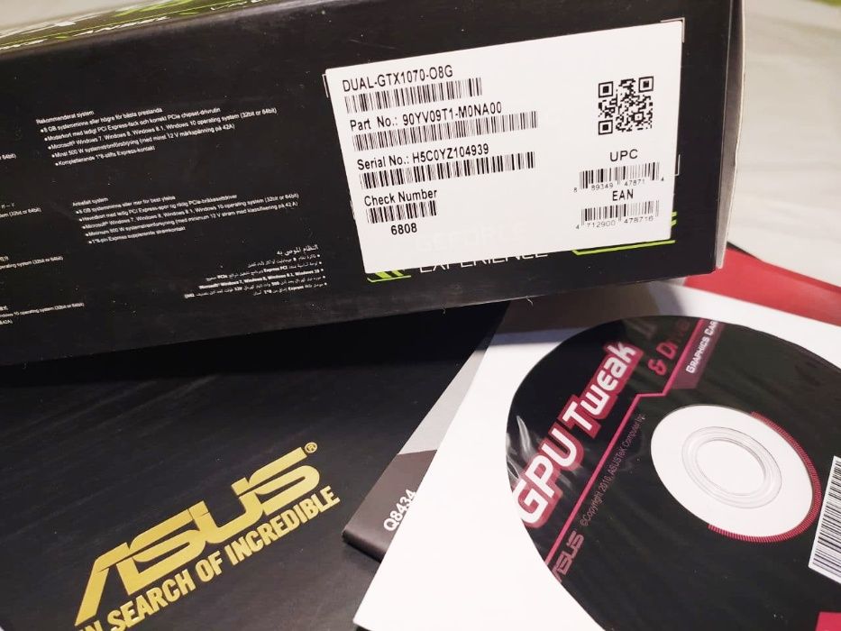 Видеокарта Asus Dual Geforce GTX 1070 8Gb DDR5 OC Edition