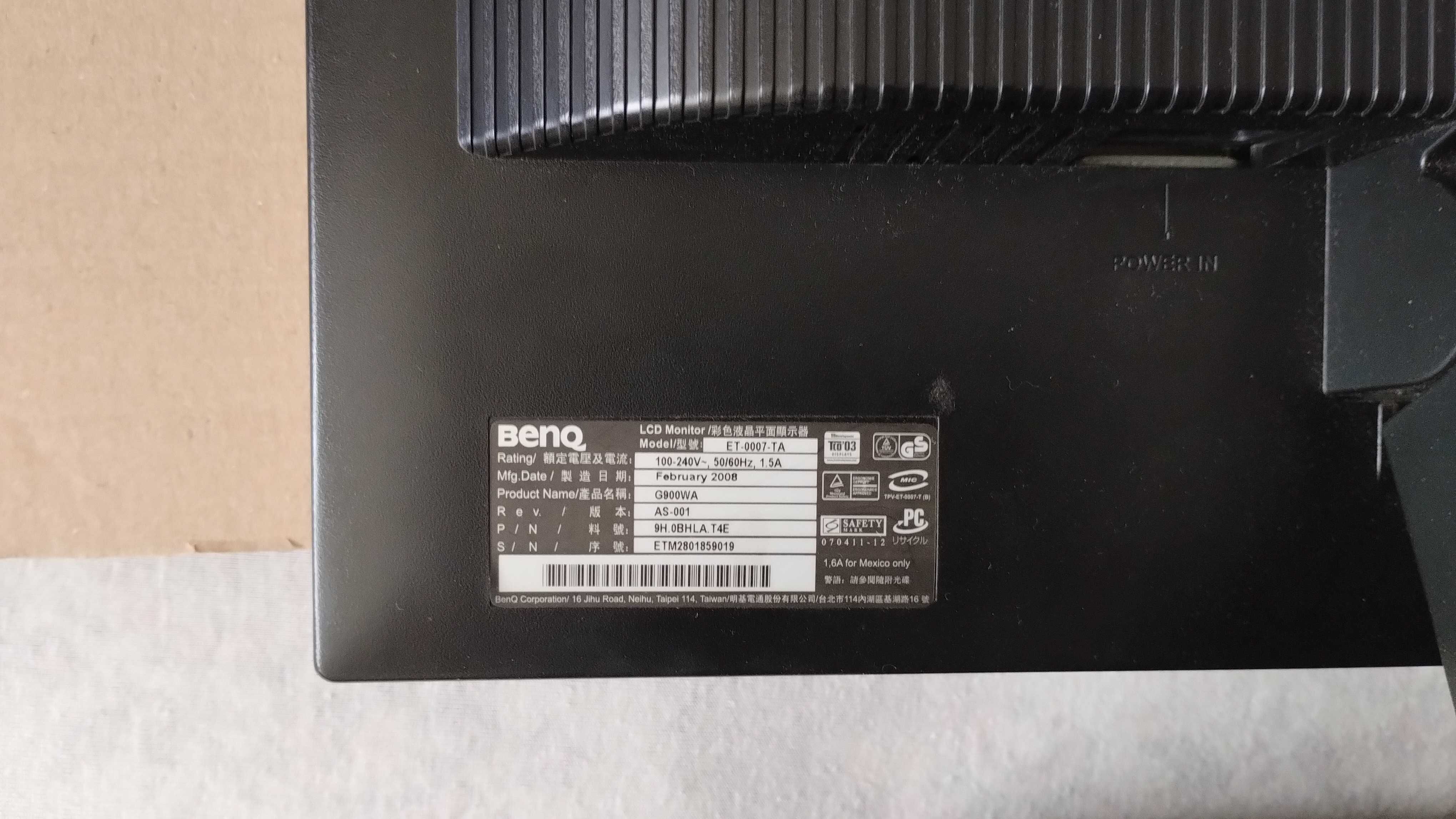 Monitor 19" BENQ G900WA