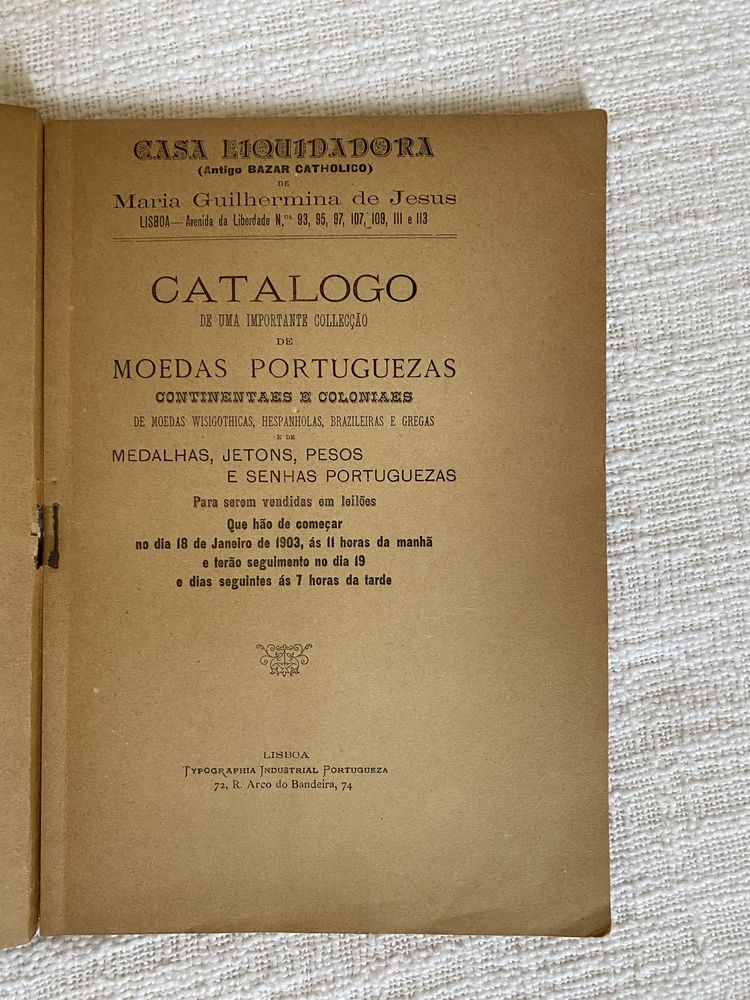 Catálogo de uma importante coleção de moedas portuguezas