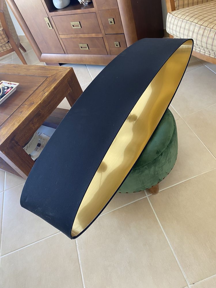 Candeeiro de teto oval Preto/dourado