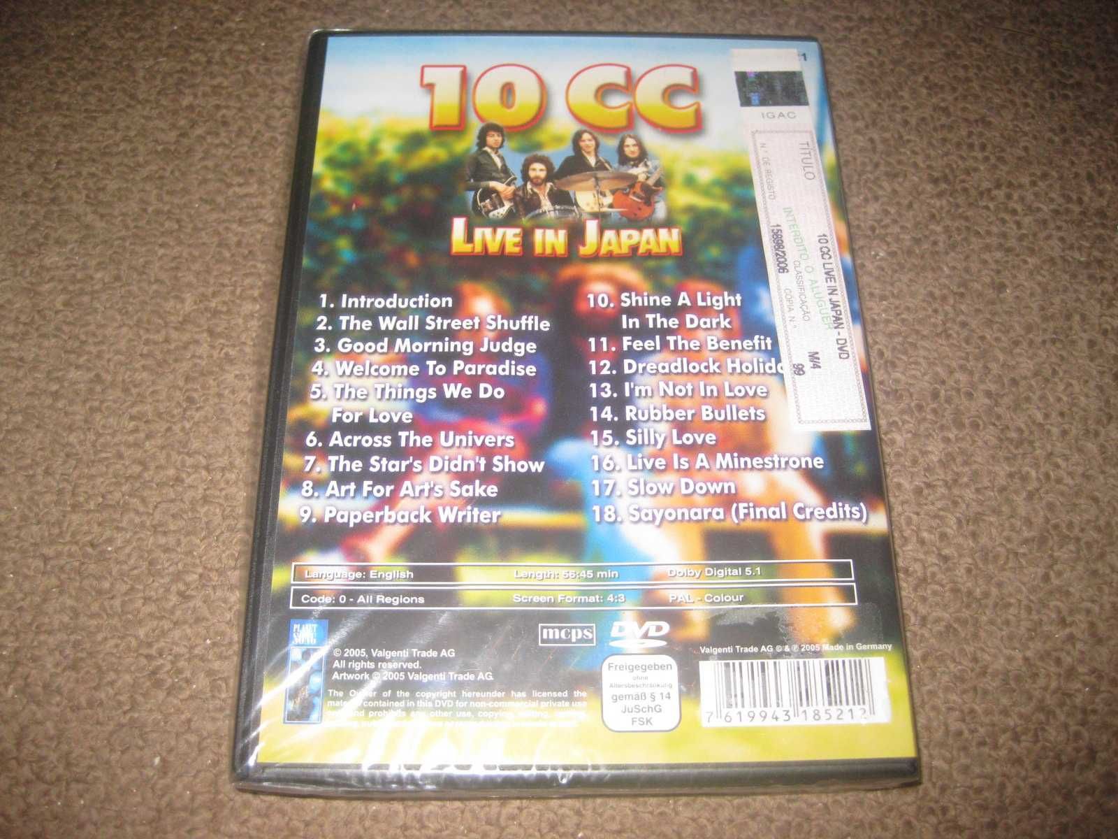 DVD Musical dos 10cc "Live In Japan" Selado!