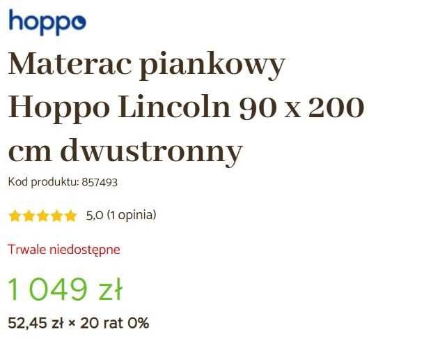 NOWY Materac  90 x 200 cm dwustronny