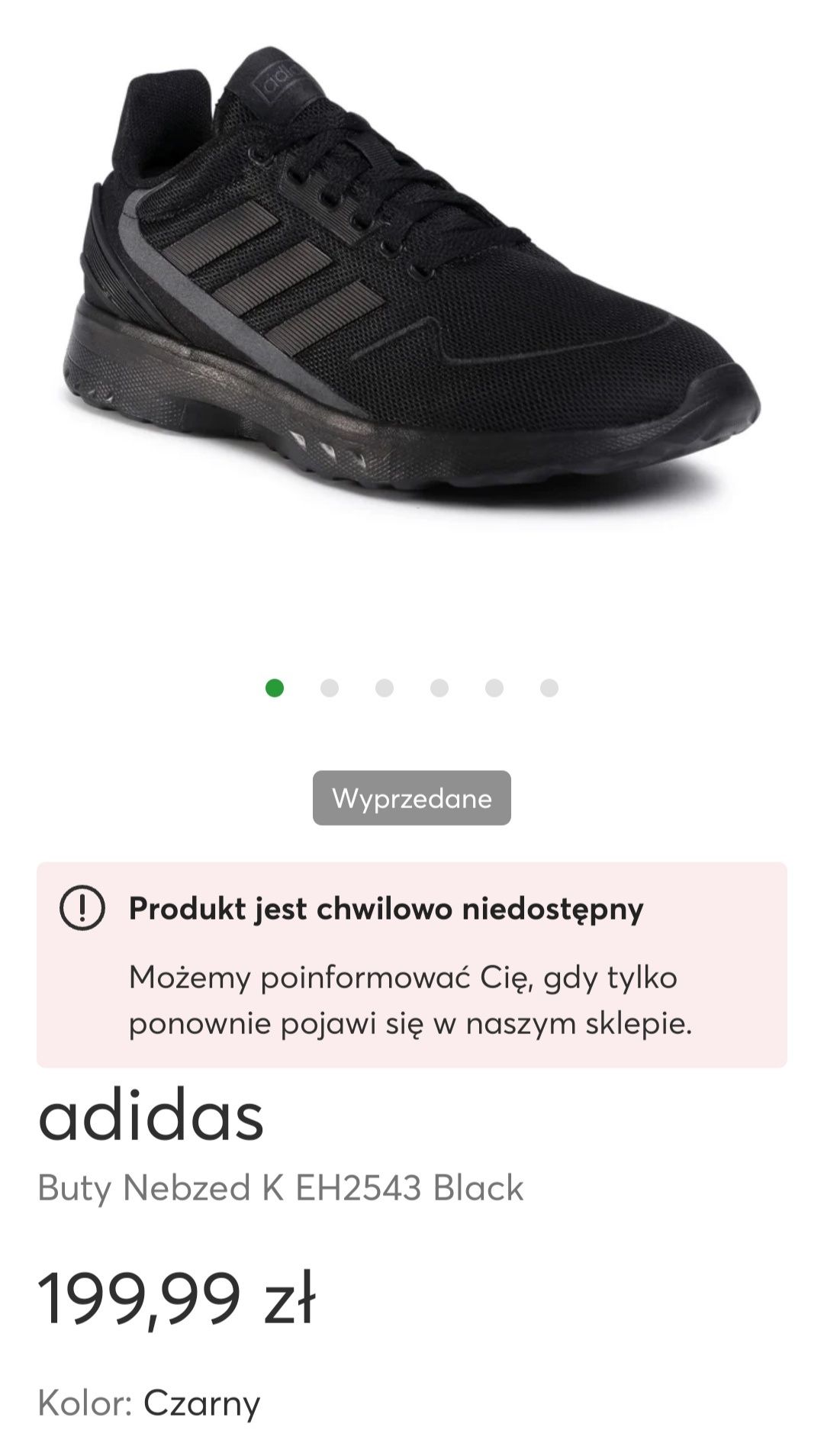 Czarne buty sportowe, chłopięce Adidas rozmiar 37 1/3.