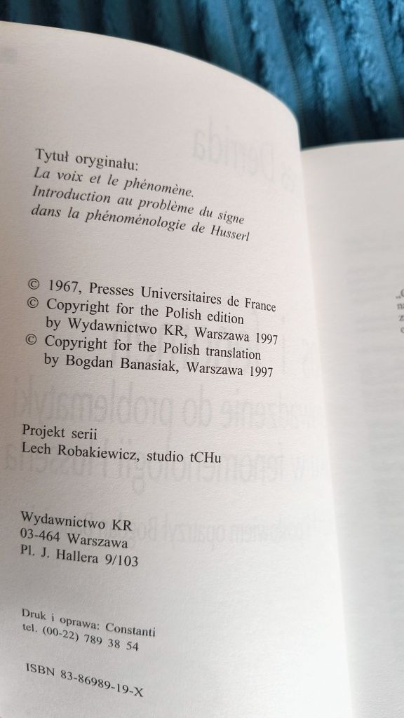 Głos i fenomen Jacques Derrida