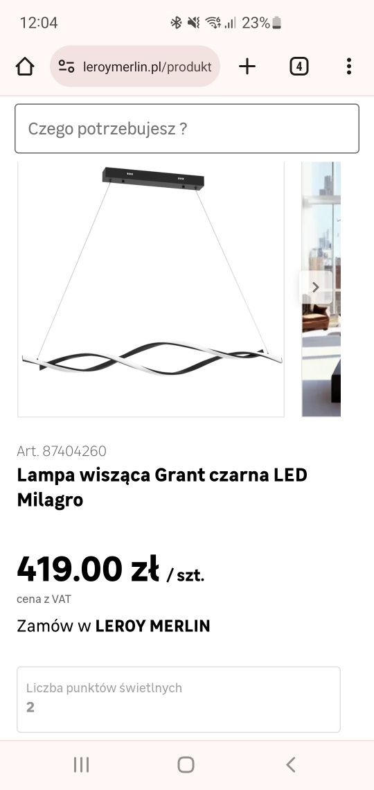 Lampa wisząca nad stół Milagro grant 8600