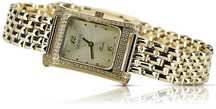Złoty zegarek damski 14k z BRYLANTAMI Geneve lwd002ydg&lbw004y Poznań