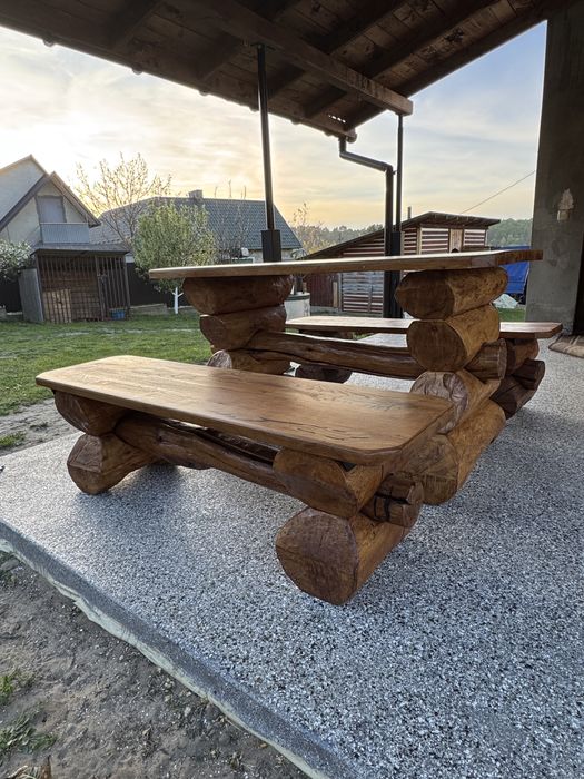 Ручна робота Дубовий Стіл/Лавочки Дуб Ясень Сад Епоксидна смола