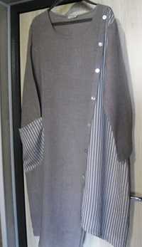 Платье в стиле бохо, Италия, лен, А-фасон, трапеция размер 50-52 укр