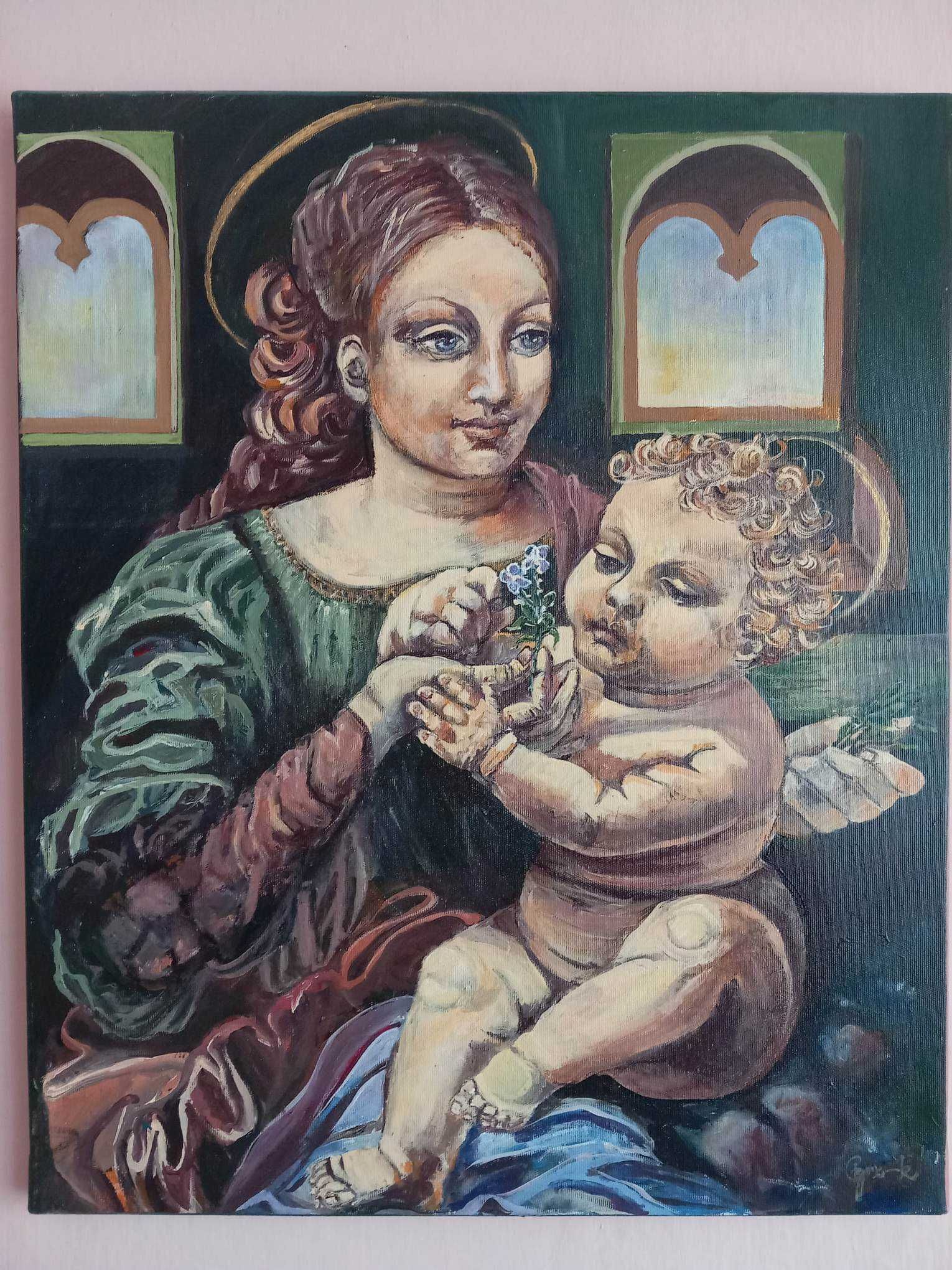 OBRAZ Madonna z kwiatem i Dzieciątkiem (BEZ RAMY)