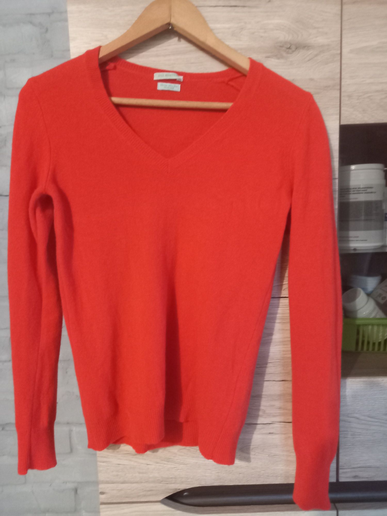 Sweter merino xs s Benetton Stan bdb pomarańczowy