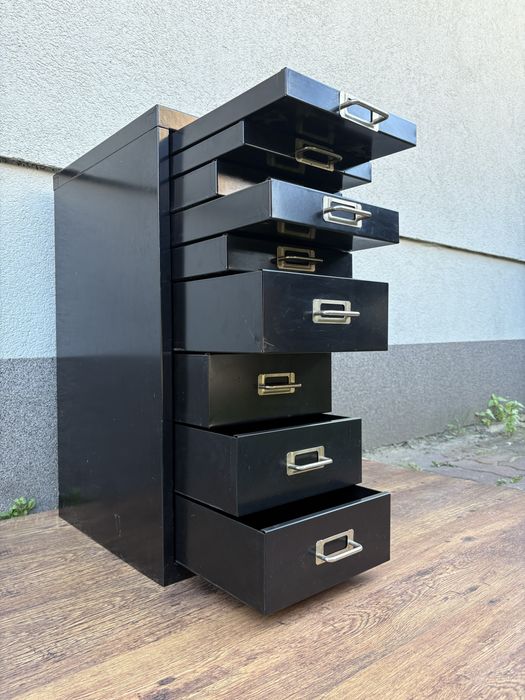 Szafka Metalowa CZARNA 9 Praktycznych Szuflad STABILNA Ciężka KURIER