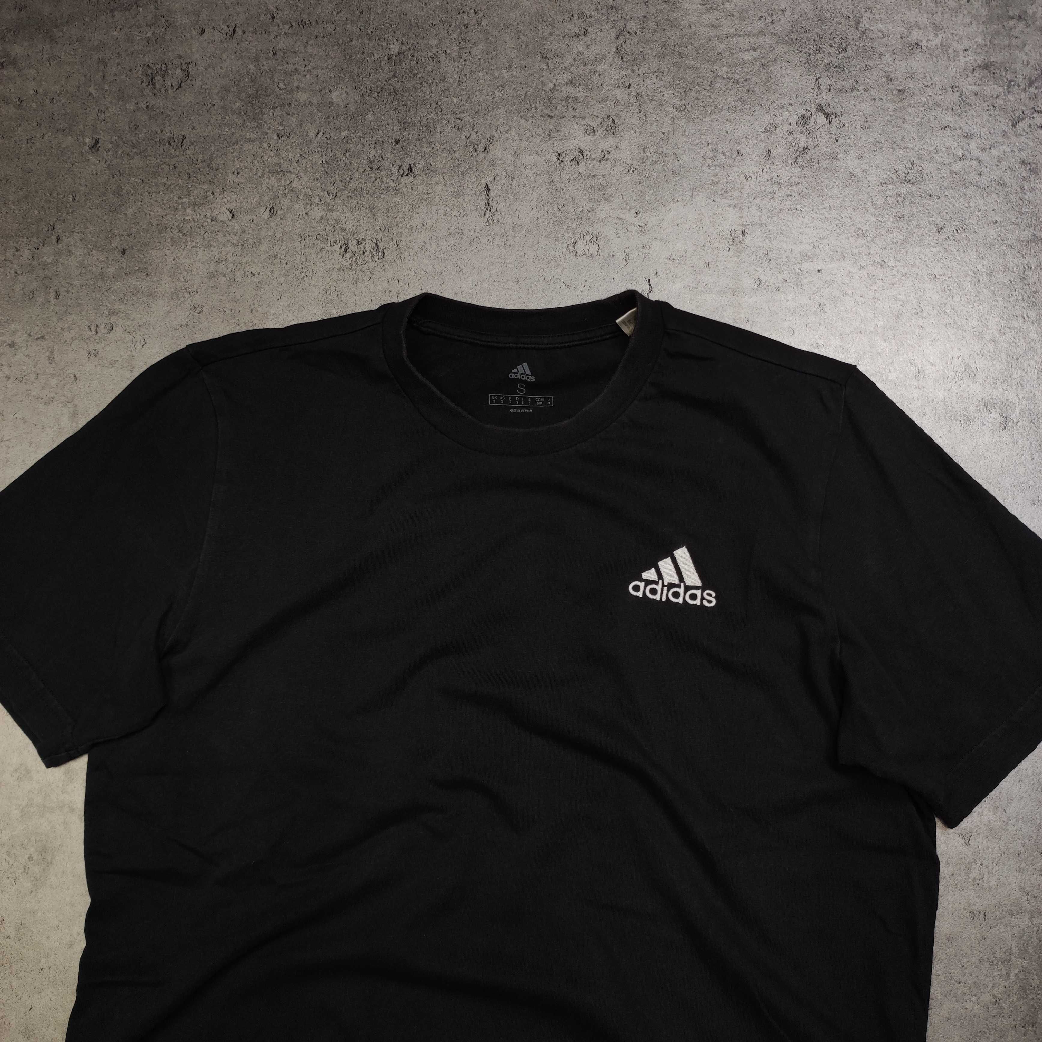 MĘSKA Koszulka PREMIUM Adidas Casual Czarna Bawełna Małe Logo Clima