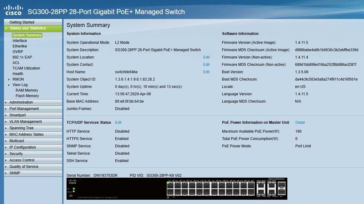 Supercichy Cisco SG300-28PP 28-Port Gigabit PoE+ 2x wentylatory Noctua