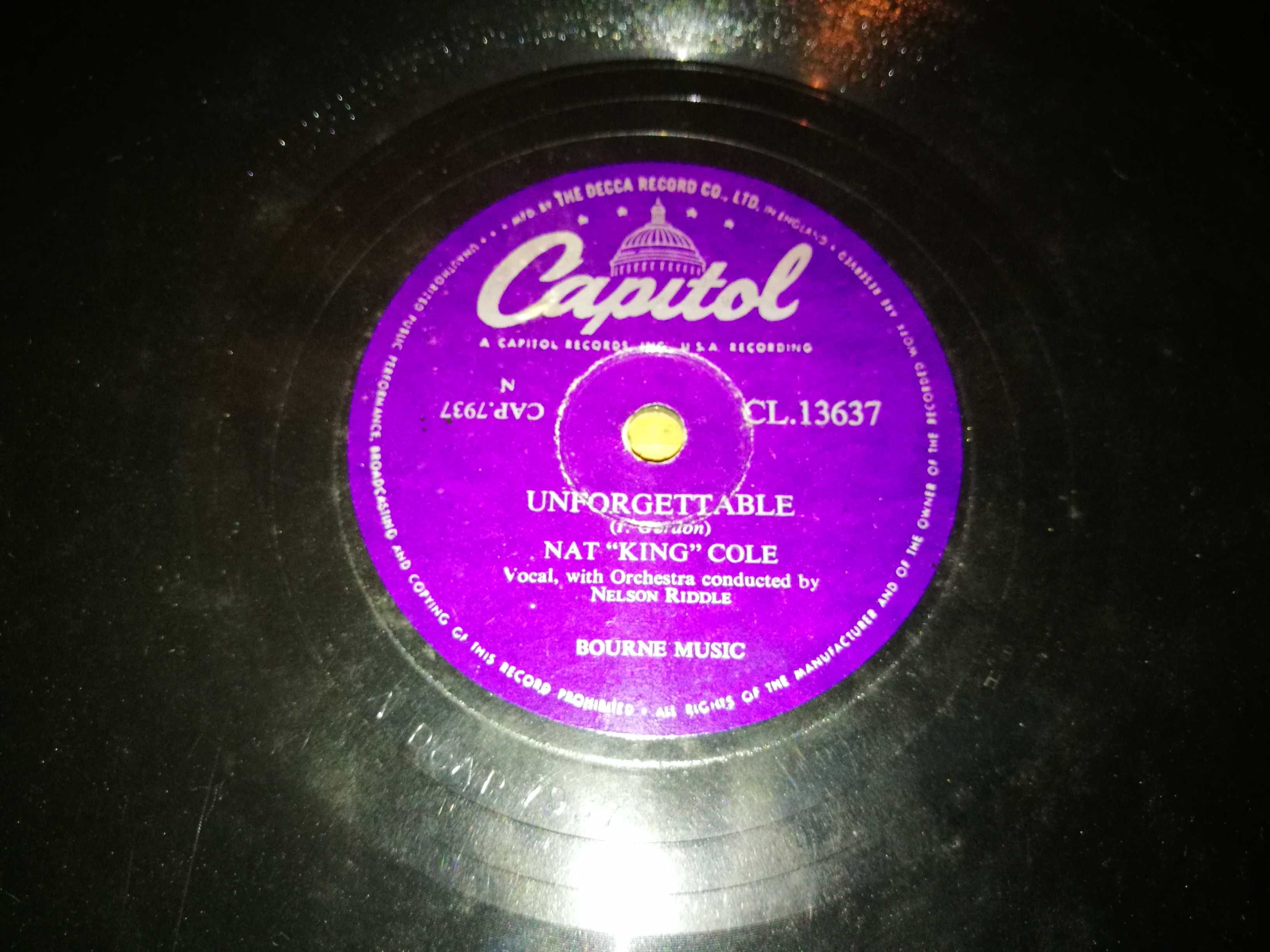 NAT KING COLE -Unforgettable/Becausa Of Rain (Ed ING-ANOS 50-78rpm)10'