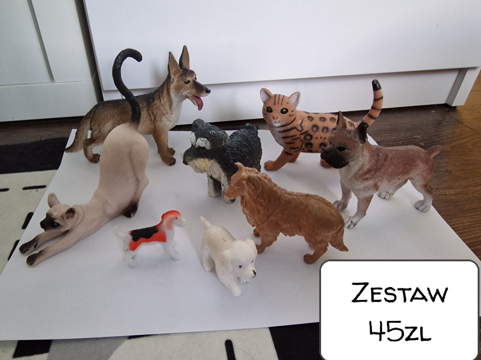 Zestaw zwierząt pieski kotki