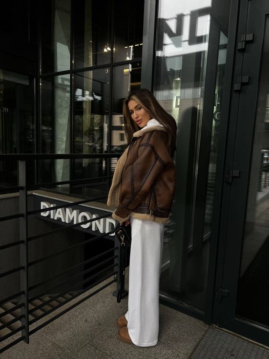 Жіноча дублянка косуха авіатор з еко хутром - тренд цього сезону