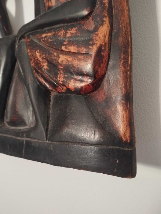 Painel Esculpido Decorativo - Casal Africano