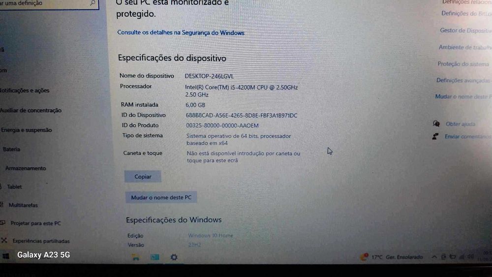 Portátil Toshiba i5