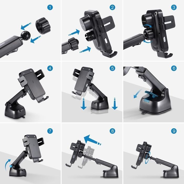 Uchwyt Samochodowy Z Ładowarką Bezprzewodową Jr-Zs219 15W Black