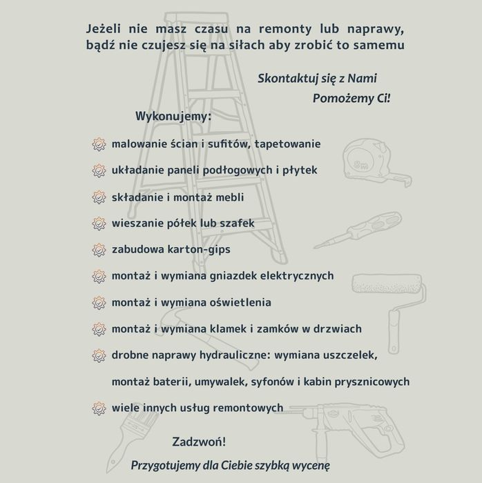 Remonty i wykończenia. Złota rączka-zrobię za Ciebie wszystko ! Łódź,P